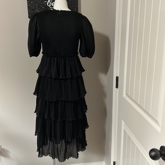 Tuckernuck ENGLISH FACTORY Dotted Mixed Media Tiered Dress Black Sz XS NEW - Picture 8 of 12